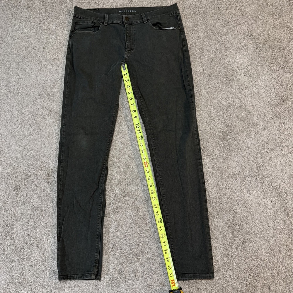 Mott & Bow Skinny Fit Pants Mens 33(34)x32 Green Stretch Chino 5-Pocket - Picture 3 of 10